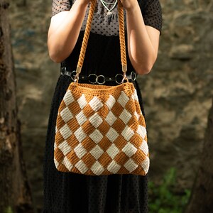 Crochet Bag, Crochet shoulder bag, crochet checkered bag, Bag Crochet, Crossbody Bag image 7