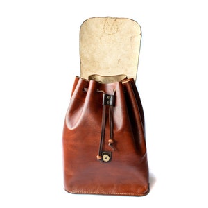 Brown Leather Backpack, women genuine leather backpack image 5