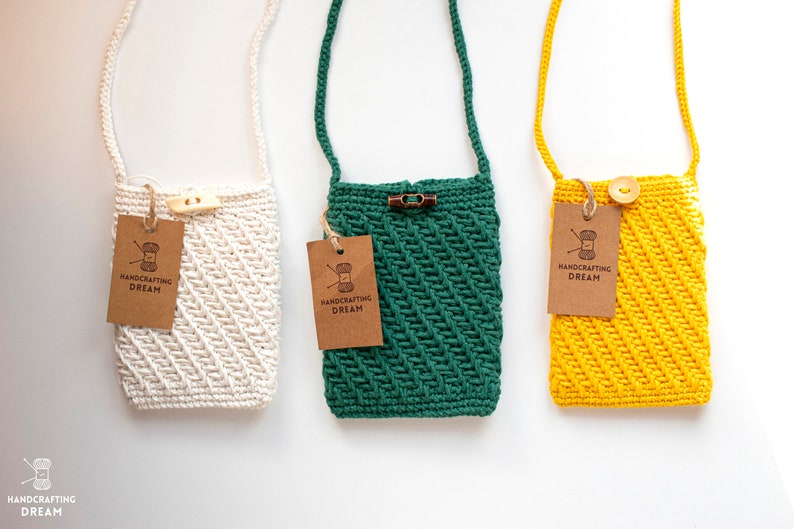 Crochet Cell Phone Purse, Phone bag, Sugar White, Cell phone purse, Small crochet bag, Crossbody purse image 4