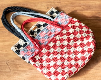 Crochet Checkered Bag, Crochet bag, Checkered Bag, Black white bag, checkered purse, crochet shoulder bag
