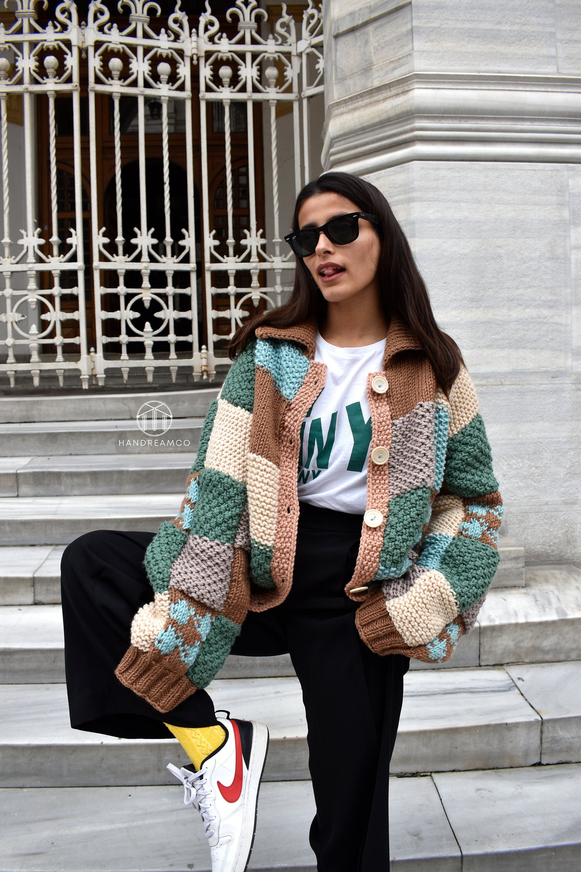 Hand Knit Sweater, Patchwork Cardigan, Harry Styles Cardigan Hand Knit Sweater, Patchwork Cardigan, Harry Styles Cardigan