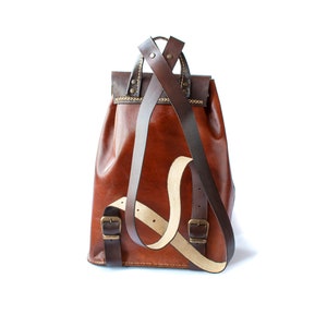 Brown Leather Backpack, women genuine leather backpack image 6