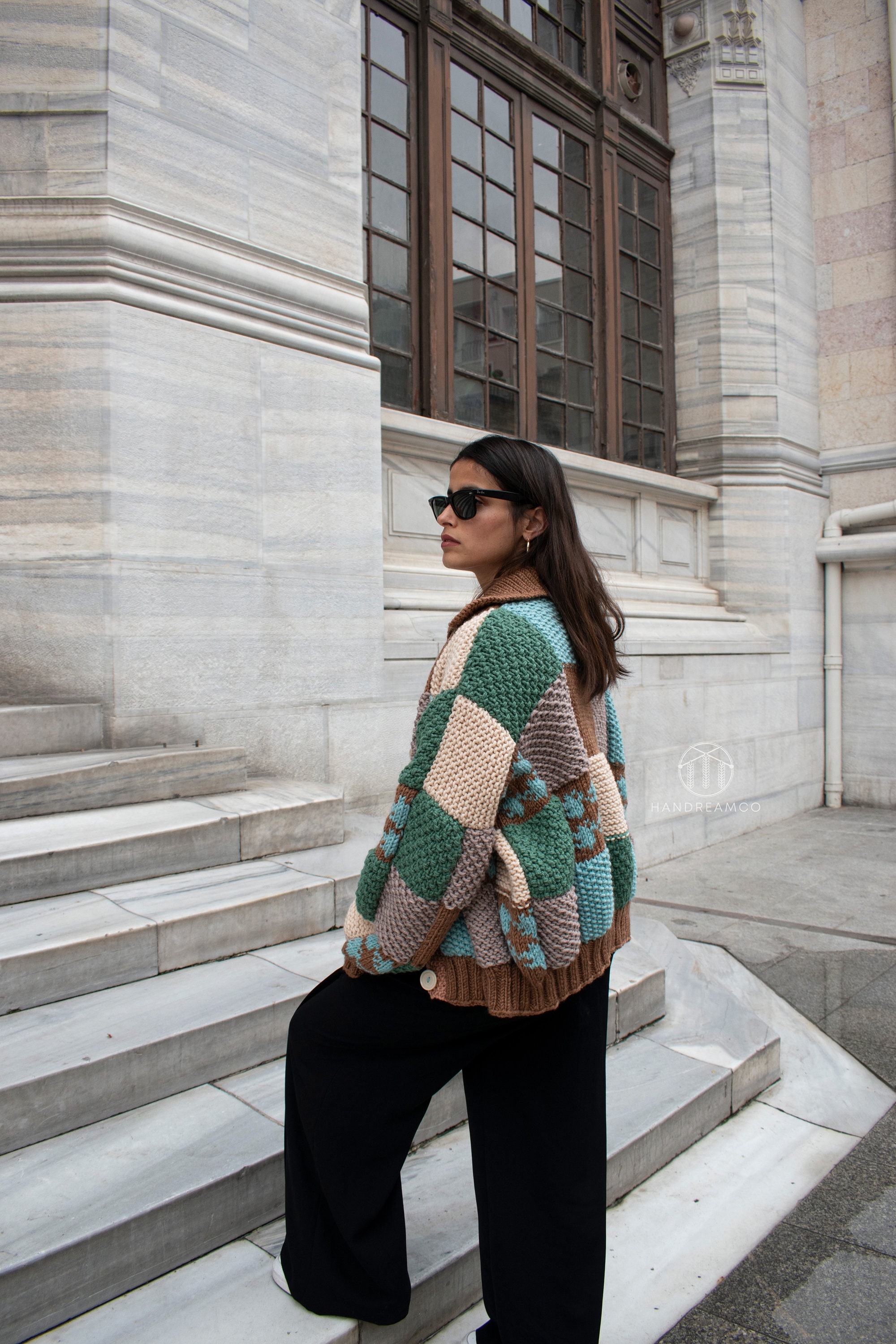 Hand Knit Sweater, Patchwork Cardigan, Harry Styles Cardigan, Patchwork Sweater, Handmade Jumper