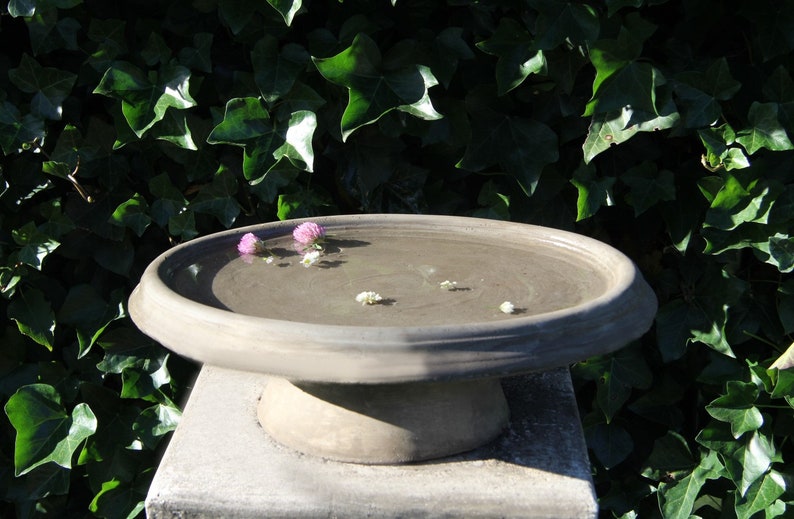 Stone bird bath 45 cm on pedestal cone 2 birds bird potions Etsy