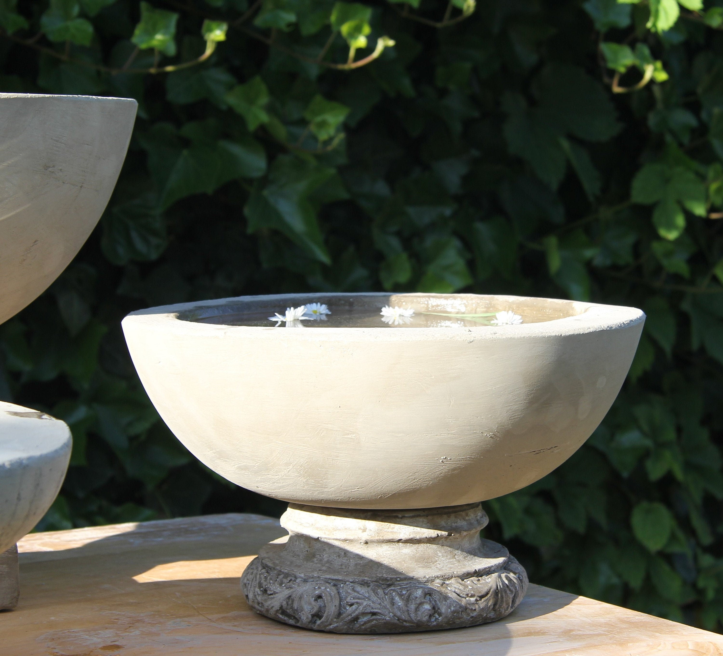 Deep bowl bird bath bird potions 30 cm plinth cast stone Etsy