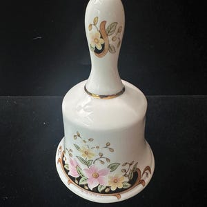 Vintage Countess Fine Bone China Bell, Made in England, Floral Pattern, Gold Trim