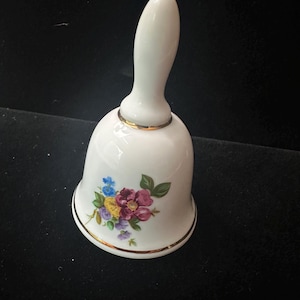 Vintage Reutter Porcelain Bell, Made in West Germany, Floral Pattern, Gold Trim