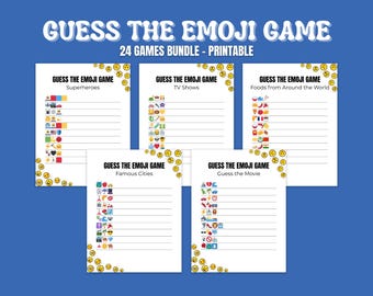 Paquete de juegos de emojis, juego de adivinar el emoji, paquete de juegos de fiesta, actividad de fiesta para niños, adolescentes y adultos, actividad imprimible para una noche familiar