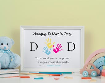 Huella de mano imprimible para el Día del Padre, manualidad para hacer tú mismo, regalo para papá, regalo para papá, imprimible para el Día del Padre, descarga digital, manualidad para el Día del Padre
