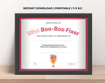 Certificado imprimible para mamá que arregla sus heridas, regalo divertido para el Día de la Madre de parte de los niños, idea de regalo DIY para mamá, descarga instantánea para mamá