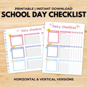 School Day Checklist for Kids, Daily Checklist Chores for Girl, School Day Chart Printable, Responsibility Chart for Children, Daily Routine