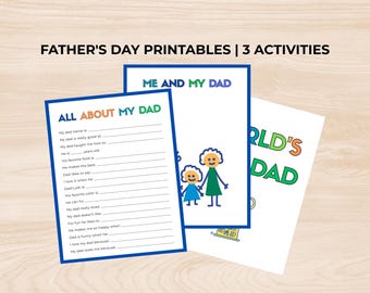 Todo sobre mi papá (imprimible), actividades imprimibles para el Día del Padre para niños, Todo sobre papá, páginas para dibujar y colorear, regalo para un niño, 3 actividades divertidas