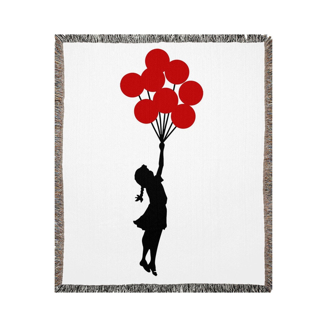 Banksy Ballon Girl Woven Blanket / Art Blanket / Throw Blanket / Woven