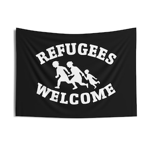 Refugees Welcome Wall Flag