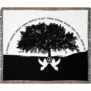 A Society Grows Great Woven Blanket / Art Blanket / Throw Blanket / Woven Wall Hanging