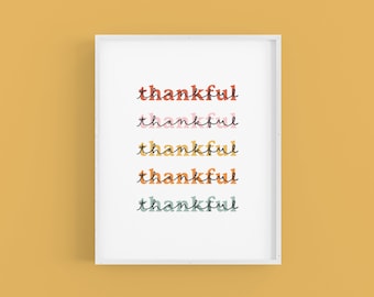 Thankful Wall Art Print | 8 x 10 in | Cute Gift Idea for Her | Home and Office Decor