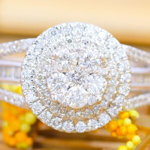 1.35 CTW Natural Round Brilliant Cut Diamond Halo Engagement Ring 14K White Gold