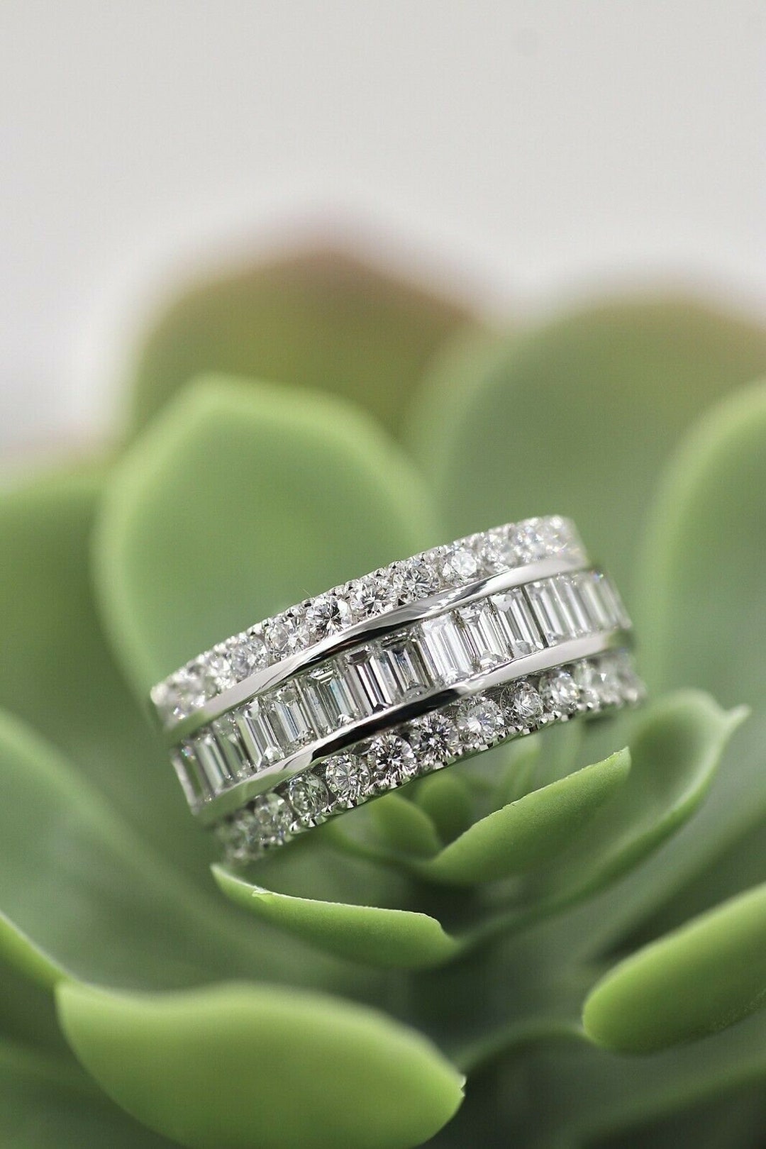 Baguette & Round Diamond Half Eternity 14K Yellow Gold Ring - Size 6.5 ...