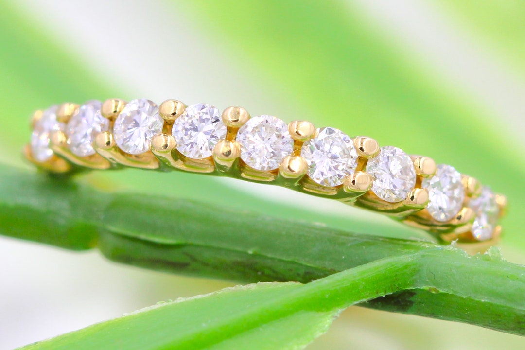 Half Eternity Band Natural Round Diamond 0.67 CTW 14K Yellow Gold Size ...