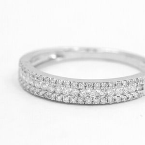 Natural Round Cut Diamond Half Eternity Band Engagement Ring 14K White Gold 0.45 CTW Size 7