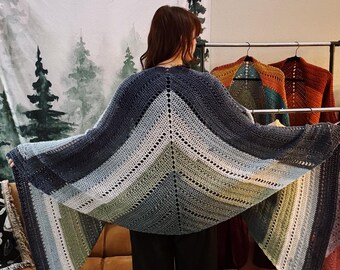 Multicolored Blue/Green/White Shawl - Wrap - Scarf
