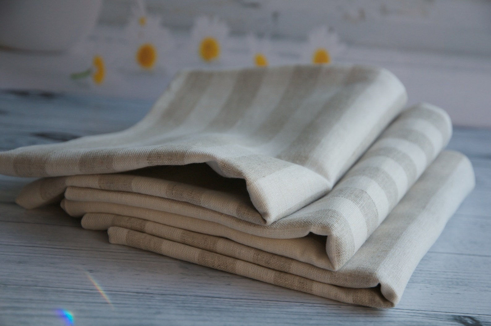 Linen Pillow Case with Flap in White and Beige Stripes. Etsy