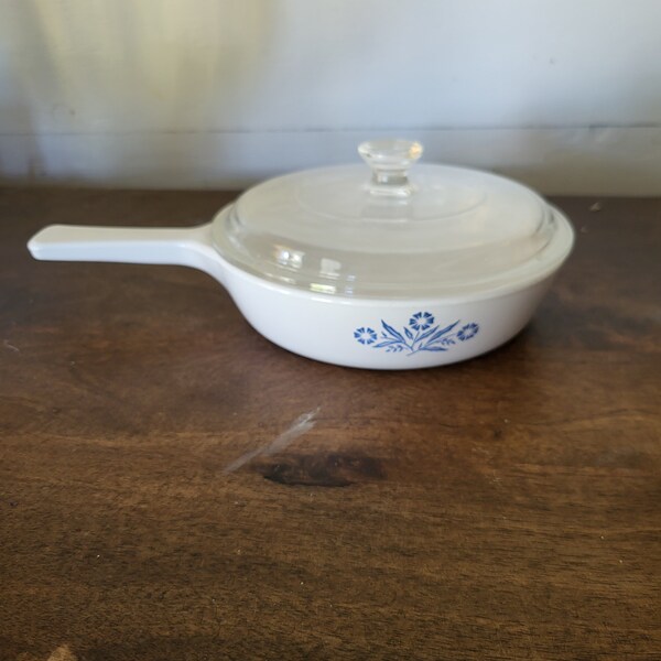 Rare Vintage Blue Cornflower Corning Ware 6 1/2 inch skillet with lid P83B