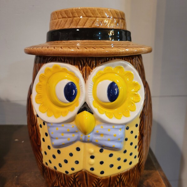 Vintage Owl Cookie Jar; vintage decor; gift for her; owl collector