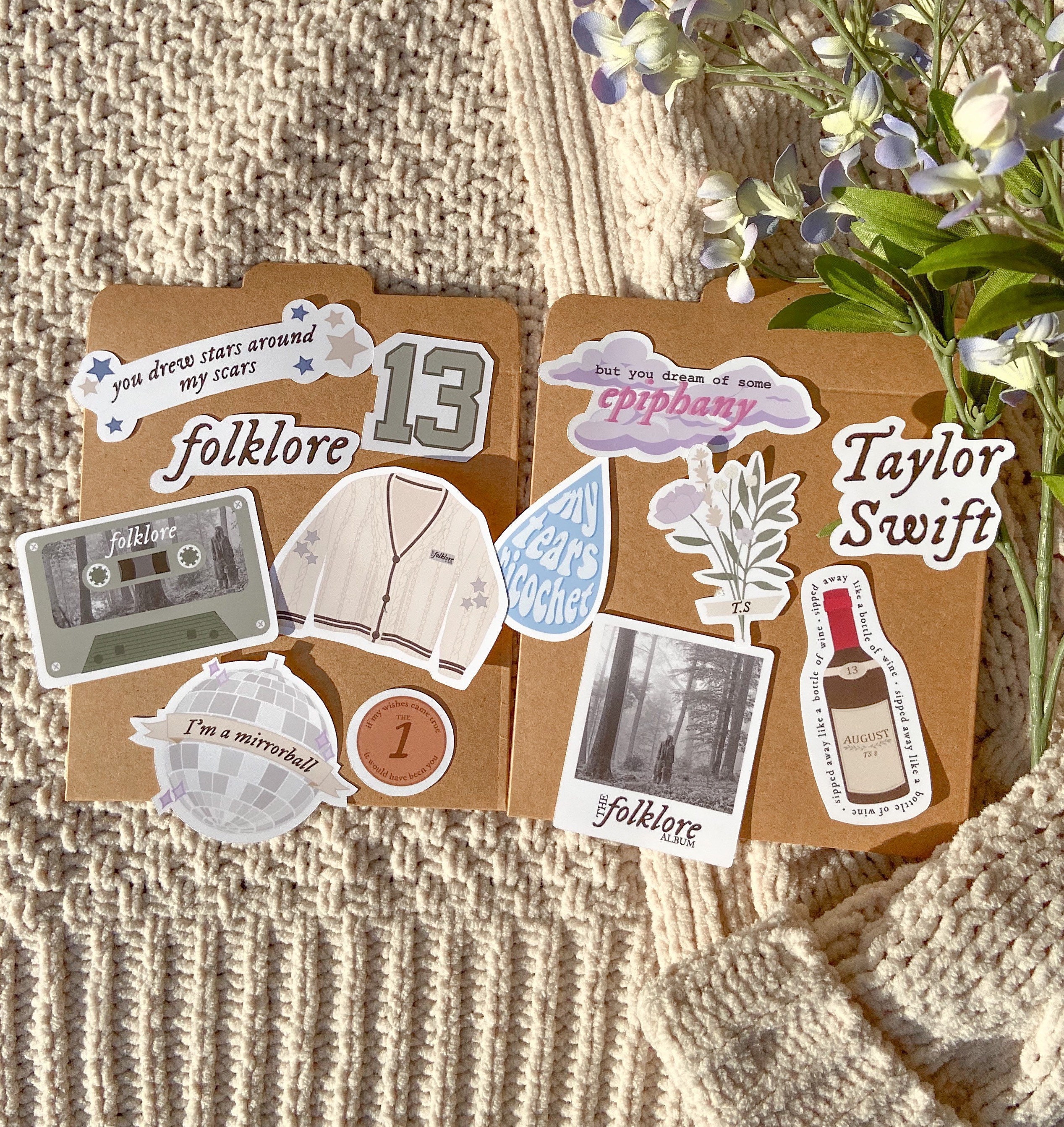 Taylor Swift Inspired Folklore Sticker Pack 13 Pc BONUS Surprise Sticker 