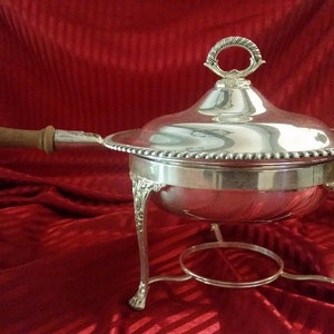 Silver Plated Chafing Dish with Lid Warmer and Serving Stand by Friedman Co. N.Y. 1908 to 1960 Hallmarked