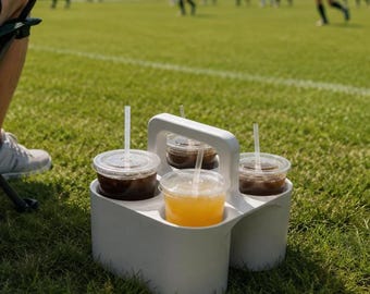 スポーツ観戦、テールゲートパーティー、ピクニックに最適な4カップ用ドリンクキャリアホルダー｜コーヒー、ソーダ、カップ用のポータブル飲料キャディ