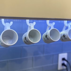 Under Cabinet Cup Holder for Espresso and Coffee Cups - Pack of 2 (Holds 4 Cups Total)