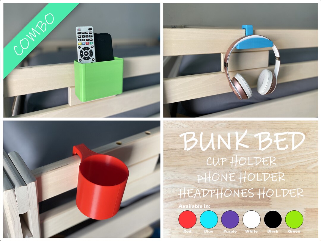 Combo Bunk Bed Cup Holder, Bunk Bed Phone Holder, Bunk Bed Headphones