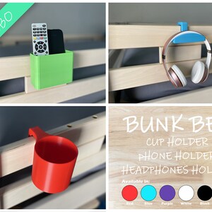 Combo Bunk Bed Cup Holder, Bunk Bed Phone Holder, Bunk Bed Headphones Holder