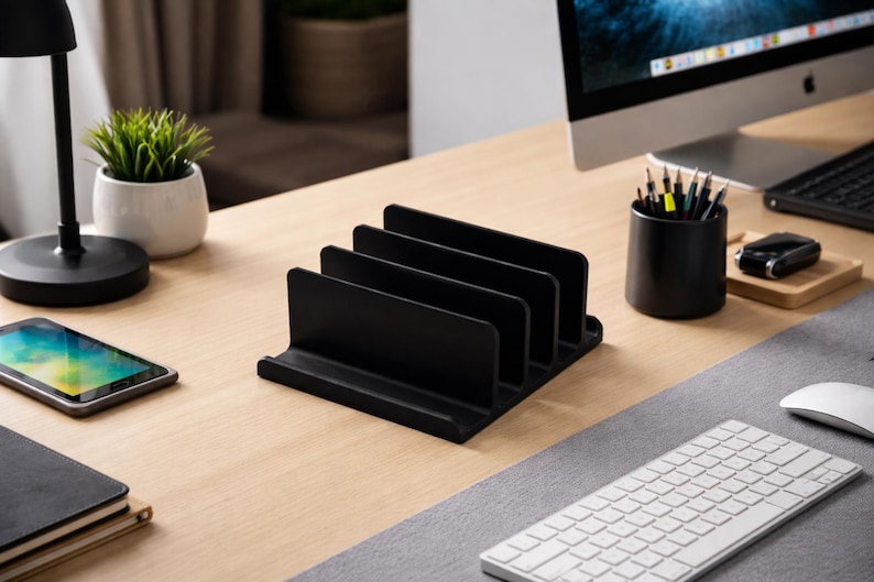 Vertical Laptop Stand | 5 Slot Desk Organizer | Macbook, Laptop, Tablet ...