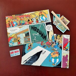 ASTERIX und OBELIX Postkarten 2er-Set Comic - genäht, aus einem alten Comicheftchen - upcycling pur