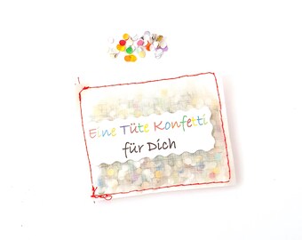 Tüte Konfetti bunt Kreise in Pergament Papier - Handmade Upcycling - Mitbringsel für Geburtstag, Einladung, Party, Fest