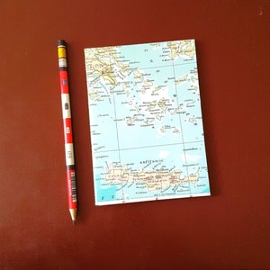GRIECHENLAND - schönes Notizbuch aus einer alten Landkarte - Reisetagebuch, Notizheft
