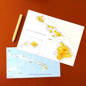 HAWAII - 2er-Set Grußkarten - Upcycling aus Tonkarton, schreib mal wieder - Sonderformat