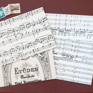 4er-Set Briefumschläge NOTEN aus alten originalen Notenheften - Upcycling pur