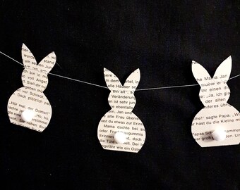Upcycling EASTER BUNNY Garland FONT with White Bobble - Unique