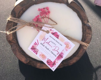 Mother's Day Candle/ Wooden Candle Bowl/ Wooden Flower Candle