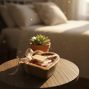Candela a forma di cuore in legno/decorazione rustica/stile fattoria