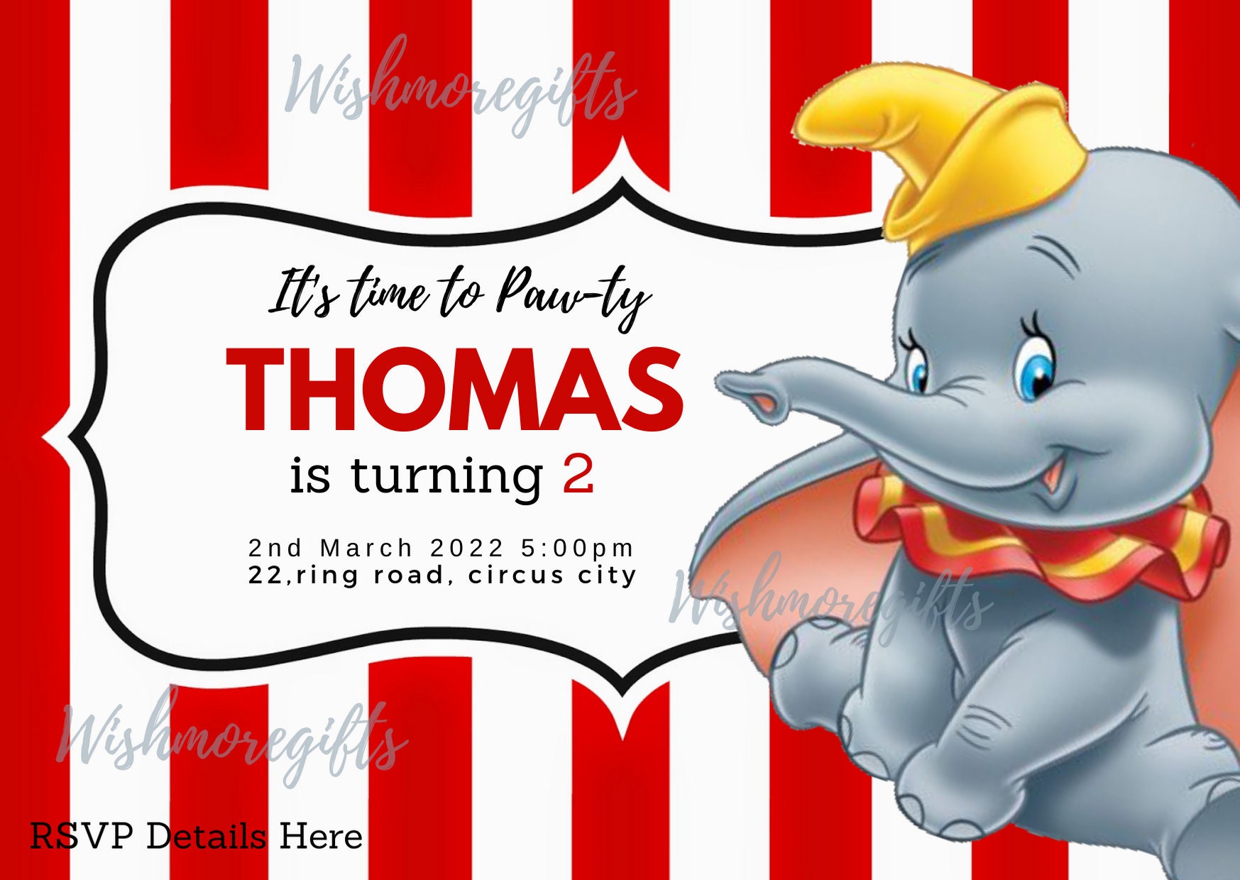 Dumbo printables dumbo invitation dumbo birthday invitation | Etsy