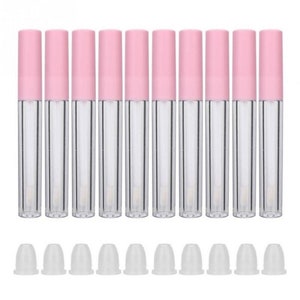 10x Empty Plastic Clear Lip Gloss Pink Wand Tube Lip Balm Bottle Container Supplies