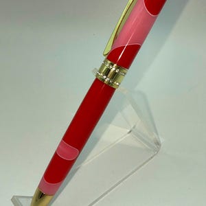Handmade pen, acrylic twist pen, bling pen, red pen, Swarovski crystal pen, custom pen, high end pen, black ink pen