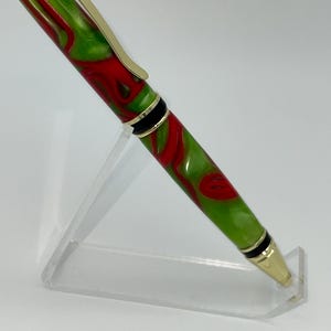 Handmade pen, red and green twist pen, acrylic pen, Big Ben pen, unique gift, custom pen, high end pen, black ink pen