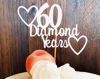 Glitter 60th Anniversary Cake Topper: Diamond Wedding