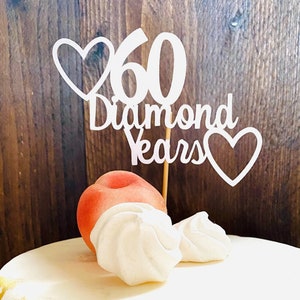 Glitter 60th Anniversary Cake Topper: Diamond Wedding