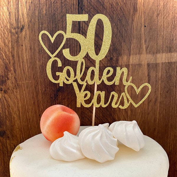 Decorazioni per torte nuziali dorate / decorazioni per torte / nozze d'oro / 50 anni / decorazioni per torte anniversario / decorazioni per torte moderne